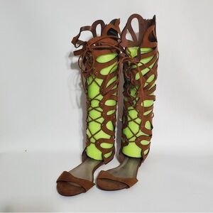 Breckelles Brown Lace Up Gladiator Sandals Size 10